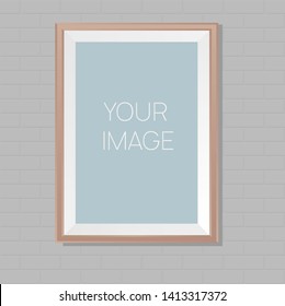 Vector Poster mockup on white brick wall
