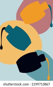 vector poster with nail polish bottles. poster with pouring varnish from a bottle. nail salon