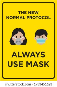 Vector Poster: The New Normal Protocol, Always Use Mask