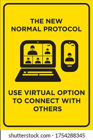 Vector Poster: The New Normal Protocol, Use Virtual Option to Connect with Others