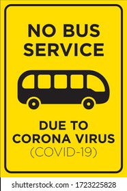 Vector Poster: No Bus Service Due to Corona Virus (COVID-19)