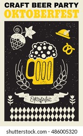Vector poster for Oktoberfest with beer glass. Design elements for advertising, poster, oktoberfest banner, art, beer menu, flyer. 