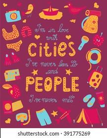 vector poster on traveling theme in retro style