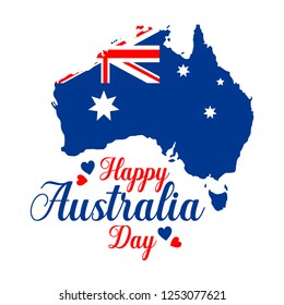 Vector poster on white background. Happy Australia Day.  Template for print, design