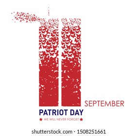 Vector poster for the Patriot Day. Butterflies flying away as a memory of the dead