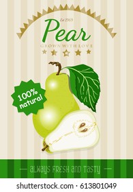 Vector poster with a pear. Vector illustration for your design