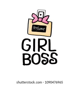 Vector poster with phrase,  color image. Girl boss. Design for t-shirt and prints.