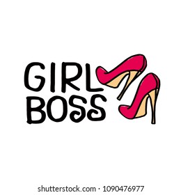 Vector poster with phrase,  color image. Girl boss. Design for t-shirt and prints.