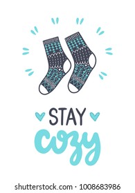 Vector poster with phrase and decor elements. Typography card, image with lettering. Color quote, cozy theme. Design for t-shirt and prints.