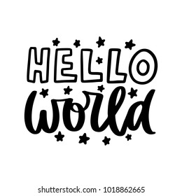Vector poster with phrase and decor elements. Typography card, image with lettering. Black quote and different curves. Design for t-shirt and prints. Kids theme.