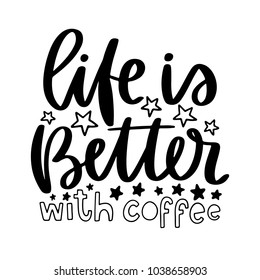 Vector poster with phrase and decor elements. Typography card, image with lettering. Black quote and different decorations. Design for t-shirt and prints.