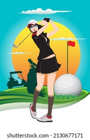 vector poster picture Used to advertise golf tournaments.