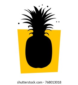 Vector poster with pineapple silhouette. Fruit tropic banner,   design template