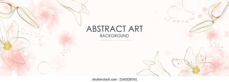 Vector poster with pink watercolor flowers Abstract background.