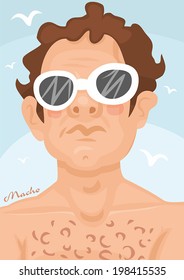 vector poster portrait of a man with glasses beachgoers