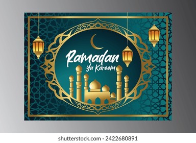 Vektor ein Plakat für Rmadan-Nachtparty mit Halbmond und Laterne
