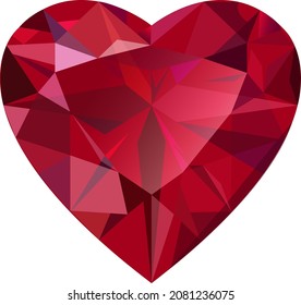 Vector Poster. Realistic Image Of A Cut Stone In The Form Of A Heart. For Jewelry, Banners, Stickers, Tattoos, Collages, Handicrafts.