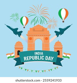 Vector poster for Republic Day of India. Celebrating 26th January, India's Republic Day .
