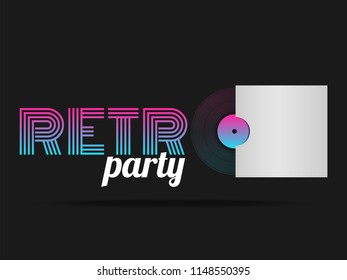 Vector poster for the retro music party  with letter O stylised vinyl record in holder. Vintage design logo