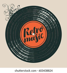 Vector poster for the retro music with vinyl record