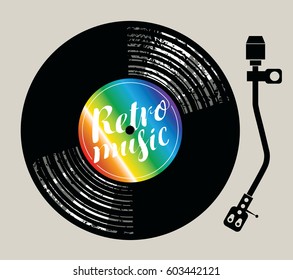 Vector poster for the retro music with vinyl record and record player