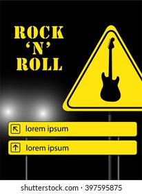 Vector poster of rock-n-roll with road signs