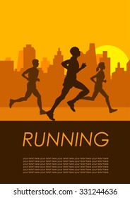 Vector poster runners in the city