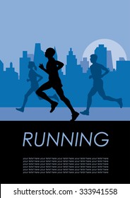 Vector poster runners in the city