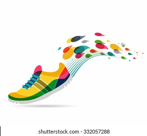 Vector poster - running and sport. Running shoe concept