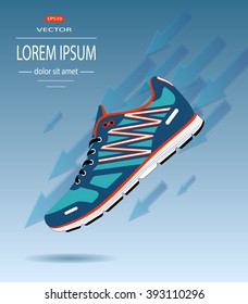 Vector poster - running, sport shoe.