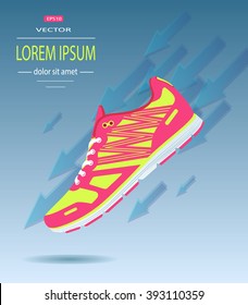 Vector poster - running, sport shoe.