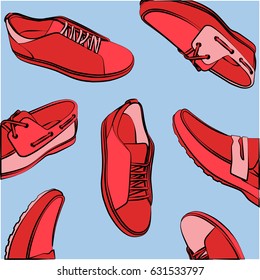 Vector poster - running, sport shoes.