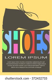 Vector poster with shoes icon. Creative print. Silhouette style.