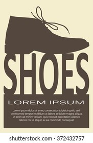 Vector poster with shoes icon. Creative print. Silhouette style.