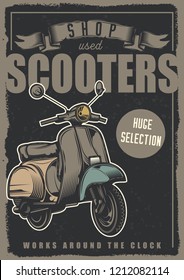 Vector poster. Shop scooters.