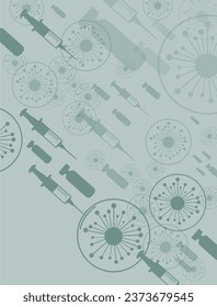 Vector poster with silhouettes vaccine, syringe and viruses