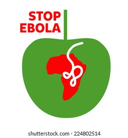 Vector poster. Stop Ebola. The Ebola virus is similar to the worm devouring the planet.