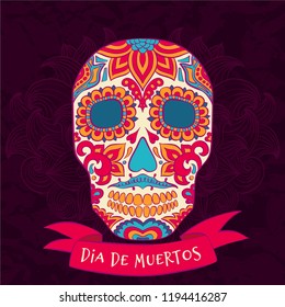 Vector poster with sugar festive skull