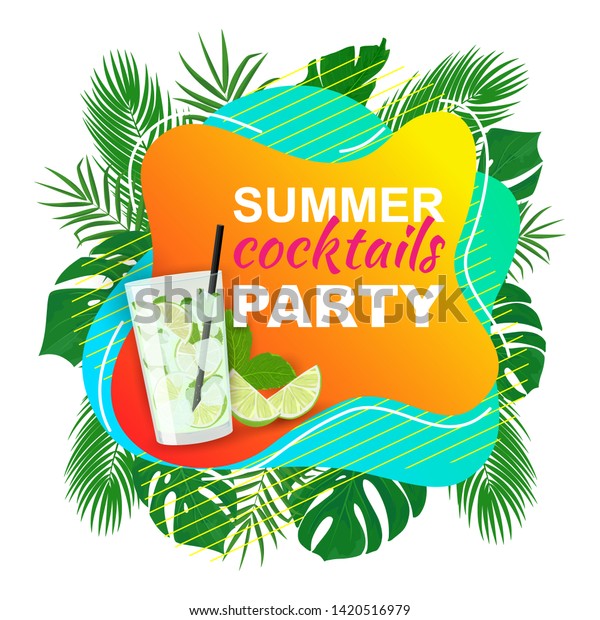 Vector Poster Summer Cocktails Party Glass Stock Vector (Royalty Free ...