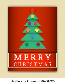 Vector Poster Template. Christmas Tree  Greeting Flyer.