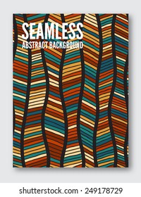 Vector poster template. Colorful geometric hand drawn seamless pattern. Abstract background for card, brochure, banner design. 