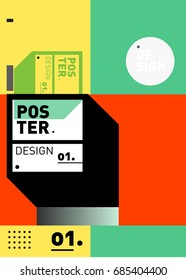 Vector poster template cover design. Future geometric graphic art template. Simple minimalist wallpaper design style.