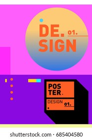 Vector poster template cover design. Future geometric graphic art template. Simple minimalist wallpaper design style.