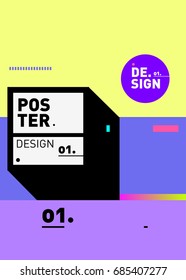 Vector poster template cover design. Future geometric graphic art template. Simple minimalist wallpaper design style.