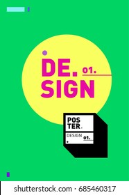 Vector poster template cover design. Future geometric graphic art template. Simple minimalist wallpaper design style.