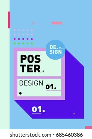 Vector poster template cover design. Future geometric graphic art template. Simple minimalist wallpaper design style.