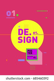 Vector poster template cover design. Future geometric graphic art template. Simple minimalist wallpaper design style.