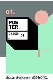 Vector poster template cover design. Future geometric graphic art template. Simple minimalist wallpaper design style.