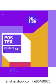 Vector poster template cover design. Future geometric graphic art template. Simple minimalist wallpaper design style.