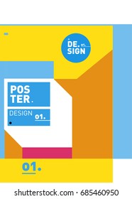 Vector poster template cover design. Future geometric graphic art template. Simple minimalist wallpaper design style.